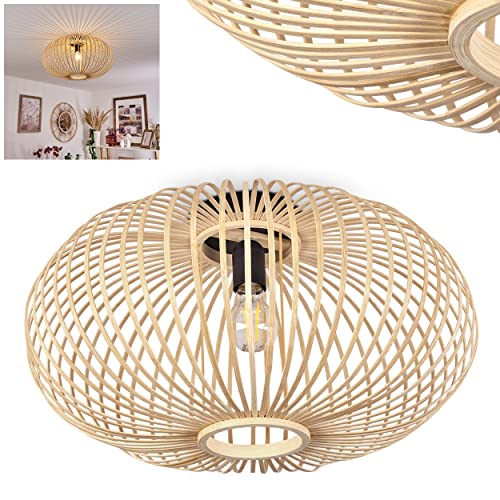 Deckenleuchte Oravi, runde Deckenlampe aus Holz/Metall in Natur/Schwarz, Leuchte in Gitter-Optik mit tollen Lichteffekten an der Decke, Ø 50 cm, 1-flammig, 1 x E27, ohne Leuchtmittel Deckenleuchte Oravi, runde Deckenlampe aus Holz/Metall in Natur/Schwarz, Leuchte in Gitter-Optik mit tollen Lichteffekten an der Decke, Ø 50 cm, 1-flammig, 1 x E27, ohne Leuchtmittel von HOFSTEIN