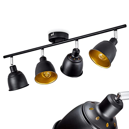 Deckenleuchte Pistrino, moderne Deckenlampe aus Metall in Schwarz/Goldfarben m. verstellbaren Strahlern, Leuchte im Retro/Vintage-Design mit Lichteffekt, 4-flammig, 4 x E14, ohne Leuchtmittel von HOFSTEIN