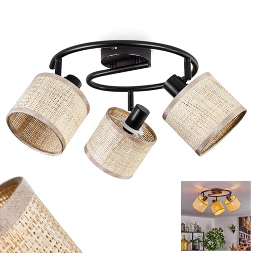 Deckenleuchte Sabadim, Deckenlampe aus Metall/Papiergeflecht in Schwarz/Beige, Leuchte im modernen Boho-Style mit verstellbaren Schirmen (Ø 12 cm), skandinavisches Design, 3 x E14, ohne Leuchtmittel von HOFSTEIN