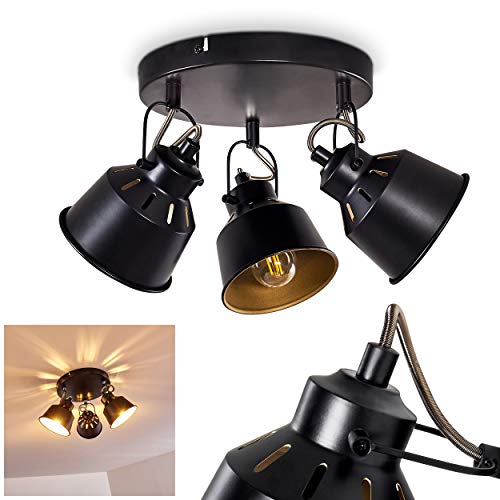 HOFSTEIN Deckenleuchte Safari, runde Deckenlampe aus Metall in Schwarz/Gold, 3-flammig, mit verstellbaren Strahlern u. Lichteffekt, 3 x E14-Fassung, Spot im Retro/Vintage Design, ohne Leuchtmittel HOFSTEIN Deckenleuchte Safari, runde Deckenlampe aus Metall in Schwarz/Gold, 3-flammig, mit verstellbaren Strahlern u. Lichteffekt, 3 x E14-Fassung, Spot im Retro/Vintage Design, ohne Leuchtmittel von HOFSTEIN