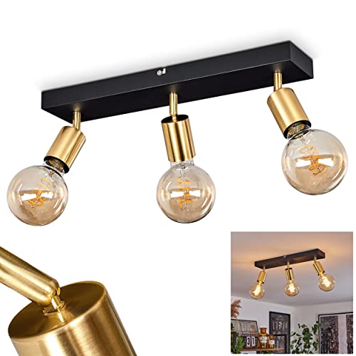 HOFSTEIN Deckenleuchte Tulla, Deckenlampe aus Metall in Schwarz/Messing, Moderne 3-flammige Zimmerlampe, Leuchtenköpfe sind dreh- und schwenkbar, 3 x E27, ohne Leuchtmittel von HOFSTEIN