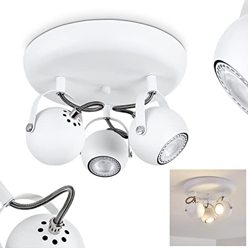 HOFSTEIN Deckenleuchte Gadmen, Deckenlampe aus Metall in Weiß/Chromfarben, moderne Leuchte mit verstellbaren Spots, 3-flammig, 3 x GU10, ohne Leuchtmittel, Ø 25,5 cm von HOFSTEIN