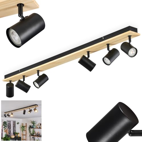 HOFSTEIN Deckenleuchte Gesteira, 6-flammige Deckenlampe aus Metall/Holz in Schwarz/Natur, Leuchte im Boho-Design mit verstellbaren Schirmen, GU10, Esszimmer, Wohnzimmer, Küche, Schlafzimmer, Flur HOFSTEIN Deckenleuchte Gesteira, 6-flammige Deckenlampe aus Metall/Holz in Schwarz/Natur, Leuchte im Boho-Design mit verstellbaren Schirmen, GU10, Esszimmer, Wohnzimmer, Küche, Schlafzimmer, Flur von HOFSTEIN
