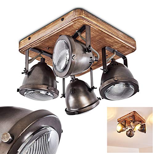 HOFSTEIN Deckenleuchte Glostrup, dimmbare Deckenlampe aus Metall/Holz in Braun, 4-flammig, Lampenschirm dreh- u. schwenkbar, 4 x GU10-Fassung, Spot im Retro-Design, ohne Leuchtmittel HOFSTEIN Deckenleuchte Glostrup, dimmbare Deckenlampe aus Metall/Holz in Braun, 4-flammig, Lampenschirm dreh- u. schwenkbar, 4 x GU10-Fassung, Spot im Retro-Design, ohne Leuchtmittel von HOFSTEIN