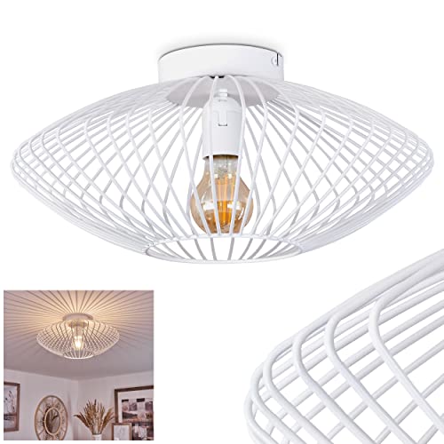 HOFSTEIN Deckenleuchte Wemude, runde Deckenlampe aus Metall in Weiß, 1-flammige Retro Gitterlampe mit Spannendem Lichteffekt - E27 Fassung, Rasterleuchte für Esszimmer, Küche, Schlafzimmer - 40⌀ cm HOFSTEIN Deckenleuchte Wemude, runde Deckenlampe aus Metall in Weiß, 1-flammige Retro Gitterlampe mit Spannendem Lichteffekt - E27 Fassung, Rasterleuchte für Esszimmer, Küche, Schlafzimmer - 40⌀ cm von HOFSTEIN