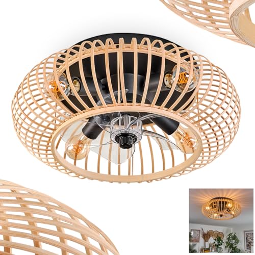 HOFSTEIN Deckenventilator Oravi, Ventilator aus Metall/Bambus in Schwarz/Natur mit Fernbedienung, Auf-/Abwind-Funktion u. Lichteffekt an der Decke, Deckenleuchte 4-flammig Ø 50 cm, 4 x E27, mit Timer HOFSTEIN Deckenventilator Oravi, Ventilator aus Metall/Bambus in Schwarz/Natur mit Fernbedienung, Auf-/Abwind-Funktion u. Lichteffekt an der Decke, Deckenleuchte 4-flammig Ø 50 cm, 4 x E27, mit Timer von HOFSTEIN