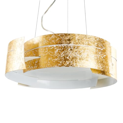 HOFSTEIN Hängelampe Novara - Moderne Hängeleuchte Gold mit in Wellen gelegten Metallelementen - Lampe Esstisch E27-Fassung, ohne Leuchtmittel von HOFSTEIN