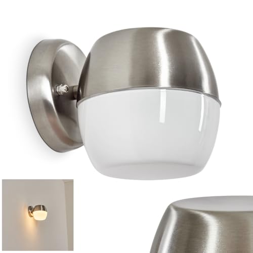 HOFSTEIN LED Außenwandleuchte Bramdrupdam, Außenwandlampe aus Metall/Kunststoff in Nickel-matt/Weiß, Wandleuchte außen im modernen Design, Garten, Hof, Außenbereich, Terrasse, IP44 von HOFSTEIN
