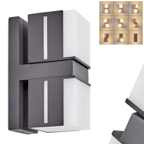 HOFSTEIN LED Außenwandleuchte Swanek, Außenwandlampe aus Metall/Kunststoff in Anthrazit/Weiß, verstellbare Wandleuchte außen im modernen Design für Garten, Hof, Außenbereich, Terrasse, IP54 von HOFSTEIN