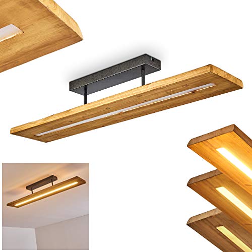 HOFSTEIN LED Deckenleuchte Adak, dimmbare Deckenlampe aus dunkeln Holz und Metall in Dunkelgrau, 27 Watt, 3000 Lumen max, 3000 Kelvin, moderne Zimmerlampe, dimmbar über den Lichtschalter von HOFSTEIN