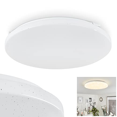 HOFSTEIN LED Deckenleuchte Melres, moderne Deckenlampe aus Metall/Kunststoff in Weiß, runde Schlafzimmerleuchte mit tollem Sternenhimmel-Effekt, (Ø 33 cm), 18 Watt, 1600 Lumen, 3000 Kelvin von HOFSTEIN