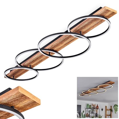 LED Deckenleuchte Pompu, moderne Deckenlampe aus Metall/Holz/Kunststoff in Schwarz/Natur/Weiß, Leuchte im skandinavischen Design, Länge 135 cm, 5100 Lumen, 3000 Kelvin, LED 56 Watt LED Deckenleuchte Pompu, moderne Deckenlampe aus Metall/Holz/Kunststoff in Schwarz/Natur/Weiß, Leuchte im skandinavischen Design, Länge 135 cm, 5100 Lumen, 3000 Kelvin, LED 56 Watt von HOFSTEIN