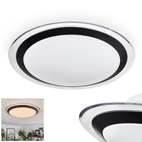 HOFSTEIN LED Deckenleuchte Pompu, runde Deckenlampe aus Metall/Kunststoff in Weiß/Schwarz, Leuchte im modernen Design (Ø 34 cm), 2000 Lumen, 3000 Kelvin, LED 18 Watt von HOFSTEIN