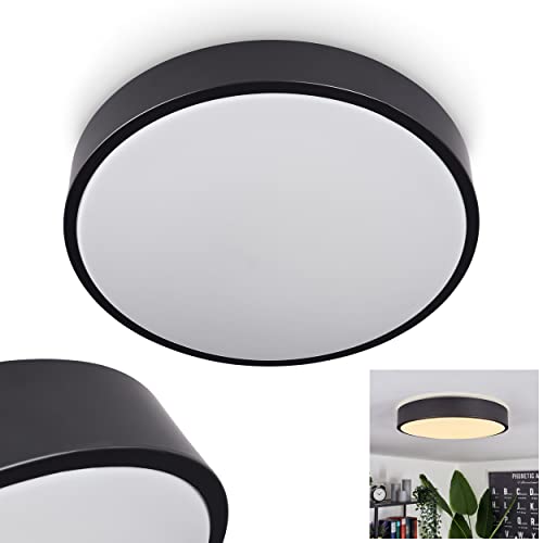 HOFSTEIN LED Deckenleuchte Samaira, moderne Deckenlampe aus Metall/Kunststoff in Schwarz/Weiß, runde Leuchte (Ø 33 cm), 1 x LED 12 Watt, 900 Lumen, 3000 Kelvin (warmweiß) von HOFSTEIN