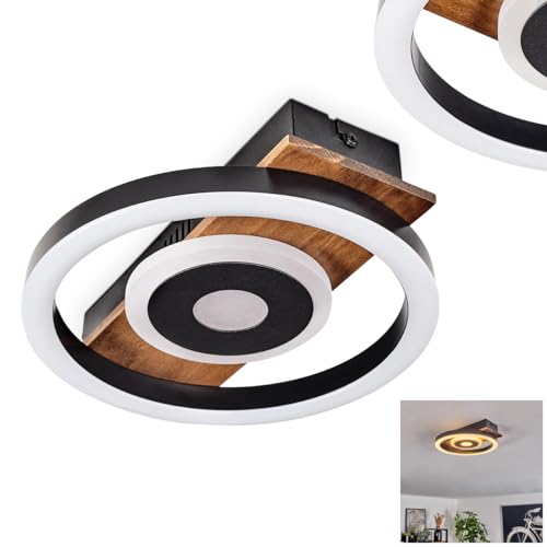 LED Deckenleuchte Taboneira, moderne Deckenlampe aus Metall/Holz/Kunststoff in Schwarz/Braun/Weiß, 12 Watt, 1100 Lumen, 3000 Kelvin von HOFSTEIN