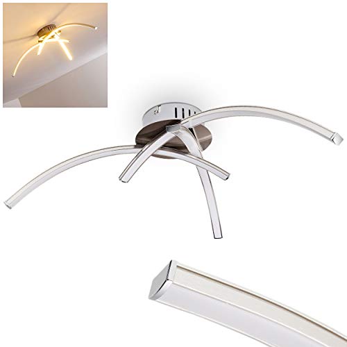 HOFSTEIN LED Deckenleuchte Wikon, Deckenlampe aus Metall in Nickel-matt, 3-flammig, 12 Watt (3 x 3,7 Watt), 920 Lumen insgesamt, Lichtfarbe 3000 Kelvin (warmweiß) von HOFSTEIN