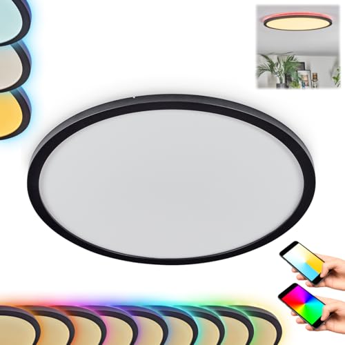 HOFSTEIN LED Deckenpanel Zuren, dimmbare Deckenleuchte aus Metall/Kunststoff in Schwarz/Weiß, RGB Farbwechsler, 24,5 W, 2200 L, 2700-6500 K, CCT, Smart Home/App, Wohnzimmer, Schlafzimmer, Küche von HOFSTEIN