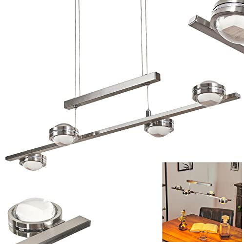 HOFSTEIN LED Pendelleuchte Fernandaires, moderne Pendellampe aus Metall/Glas in Nickel-matt/Klar, Hängelampe höhenverstellbar auf max. 150 cm, 1344 Lumen, 3000 Kelvin, 17,6 Watt (insgesamt) von HOFSTEIN