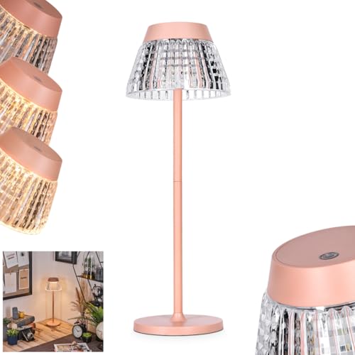 HOFSTEIN LED Tischleuchte Macos, dimmbare Tischlampe aus Metall/Kunststoff in Rosa/Klar, verstellbare Leseleuchte mit Touchdimmer, Höhe 38 cm, 1 Watt, 100 Lumen, Wohnzimmer, Schlafzimmer, Flur, Büro von HOFSTEIN