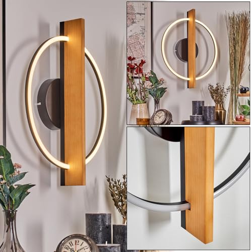 HOFSTEIN LED Wandleuchte Pompu, Wandlampe aus Holz/Metall/Kunststoff in Natur/Schwarz/Weiß, Leuchte im Retro/Vintage-Design mit Holzbalken für Wohnzimmer, Schlafzimmer, Küche, Flur, Treppenhaus HOFSTEIN LED Wandleuchte Pompu, Wandlampe aus Holz/Metall/Kunststoff in Natur/Schwarz/Weiß, Leuchte im Retro/Vintage-Design mit Holzbalken für Wohnzimmer, Schlafzimmer, Küche, Flur, Treppenhaus von HOFSTEIN