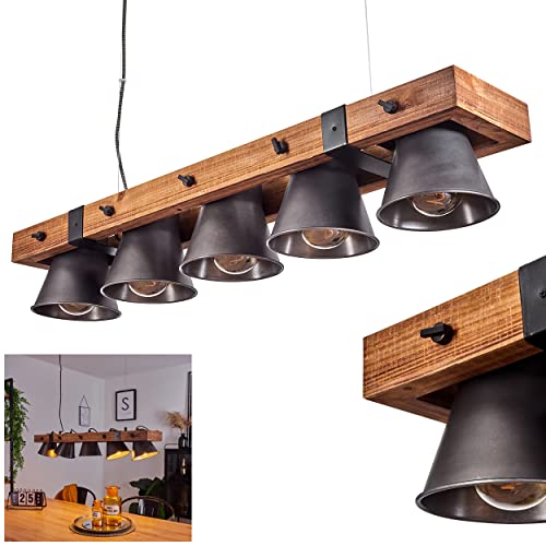 HOFSTEIN Pendelleuchte Aduard, Hängelampe aus Metall/Holz in Schwarz/Braun im Industrial Design, Hängeleuchte mit verstellbaren Schirmen und Holzbalken, Höhe max. 108 cm, 5-flammig, 5 x E27 HOFSTEIN Pendelleuchte Aduard, Hängelampe aus Metall/Holz in Schwarz/Braun im Industrial Design, Hängeleuchte mit verstellbaren Schirmen und Holzbalken, Höhe max. 108 cm, 5-flammig, 5 x E27 von HOFSTEIN