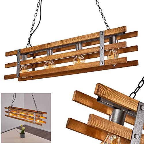 HOFSTEIN Pendelleuchte Mallard, Hängelampe aus Holz/Metall in Braun/Silber, 4-flammig, 4 x E27 max. 28 Watt, Höhe max. 152,5 cm, längliche Hängeleuchte im Retro/Vintage-Desgin, LED geeignet HOFSTEIN Pendelleuchte Mallard, Hängelampe aus Holz/Metall in Braun/Silber, 4-flammig, 4 x E27 max. 28 Watt, Höhe max. 152,5 cm, längliche Hängeleuchte im Retro/Vintage-Desgin, LED geeignet von HOFSTEIN
