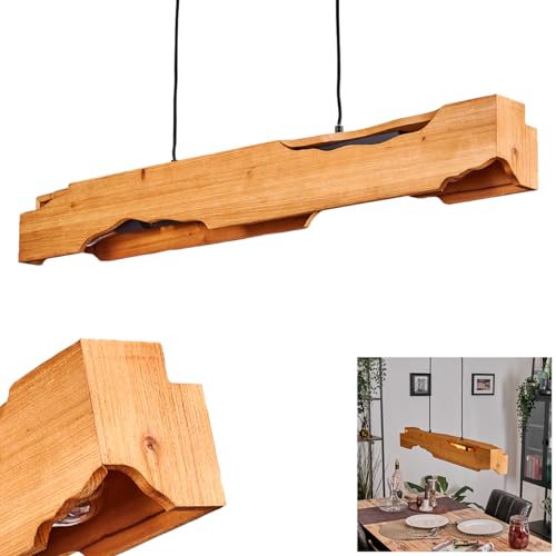 Pendelleuchte Sernadelo, moderne Hängelampe aus Holz/Metall in Naturfarben/Schwarz, 4-flammige Hängeleuchte im skandinavischen Design, Höhe max. 165 cm, 4 x E27, ohne Leuchtmittel von HOFSTEIN
