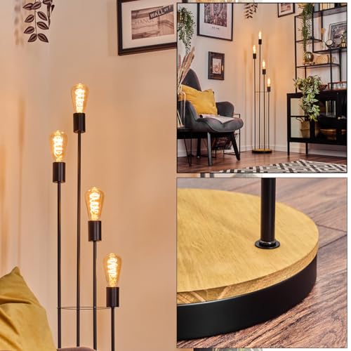 HOFSTEIN Stehleuchte Limmingen, Stehlampe aus Metall/Holz in Schwarz/Holz hell, moderne Leuchte im Retro/Vintage-Design mit Fußschhalter, 141 cm, E27, Wohnzimmer, Schlafzimmer, Esszimmer, Büro HOFSTEIN Stehleuchte Limmingen, Stehlampe aus Metall/Holz in Schwarz/Holz hell, moderne Leuchte im Retro/Vintage-Design mit Fußschhalter, 141 cm, E27, Wohnzimmer, Schlafzimmer, Esszimmer, Büro von HOFSTEIN