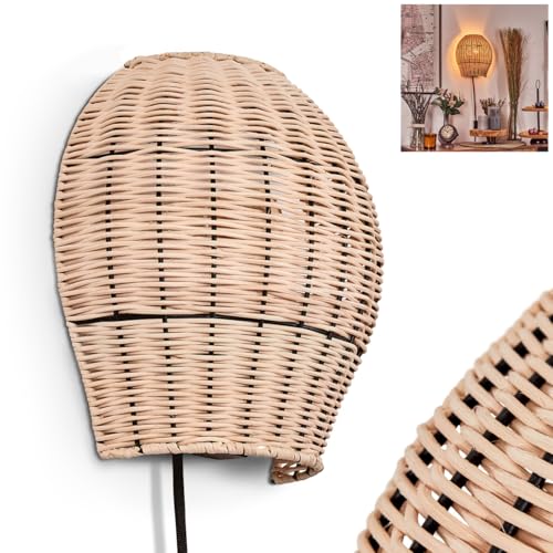 HOFSTEIN Wandleuchte Cardeira, Wandlampe aus Metall/Rattan in Schwarz/Natur, Leuchte im Boho-Design mit Gitterschirm und Lichteffekt, E27, Wohnzimmer, Schlafzimmer, Küche, Flur, Treppenhaus HOFSTEIN Wandleuchte Cardeira, Wandlampe aus Metall/Rattan in Schwarz/Natur, Leuchte im Boho-Design mit Gitterschirm und Lichteffekt, E27, Wohnzimmer, Schlafzimmer, Küche, Flur, Treppenhaus von HOFSTEIN