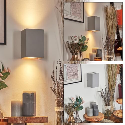 Wandleuchte Rurup, Wandlampe aus Metall/Beton in Grau/Silberfarben Leuchte im modernen Design mit tollem Lichteffekt an der Wand, 2 x GU10, ohne Leuchtmittel Wandleuchte Rurup, Wandlampe aus Metall/Beton in Grau/Silberfarben Leuchte im modernen Design mit tollem Lichteffekt an der Wand, 2 x GU10, ohne Leuchtmittel von HOFSTEIN