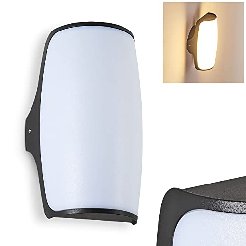 LED Außenwandleuchte Svea, moderne Außenlampe aus Aluguß/Kunststoff in Anthrazit/Weiß, ovale Wandlampe mit Lichteffekt, 1 x 13 Watt, Lichtstrom: 770 Lumen, Lichtfarbe: 3000 Kelvin, warmweiß, IP54 LED Außenwandleuchte Svea, moderne Außenlampe aus Aluguß/Kunststoff in Anthrazit/Weiß, ovale Wandlampe mit Lichteffekt, 1 x 13 Watt, Lichtstrom: 770 Lumen, Lichtfarbe: 3000 Kelvin, warmweiß, IP54 von HOFSTEIN