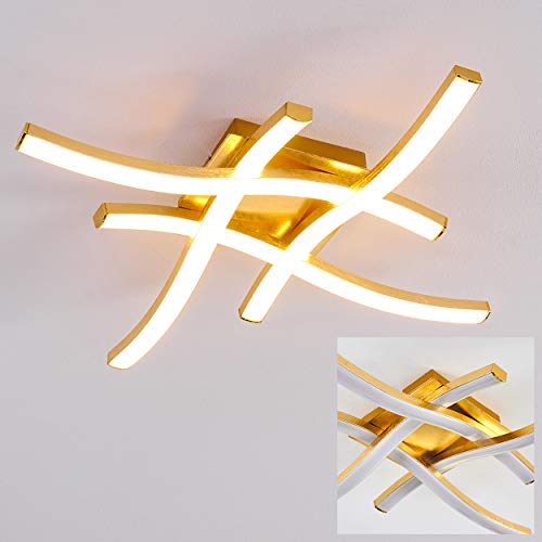 LED Deckenlampe Grossarl, moderne Deckenleuchte aus Metall/Kunststoff in Gold/Weiß, 4x5 Watt, 2600 Lumen (insgesamt), Lichtfarbe 3000 Kelvin, Leuchte in Rautenform von HOFSTEIN