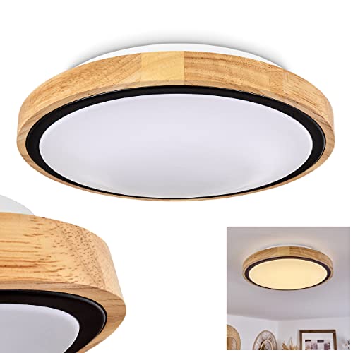 HOFSTEIN LED Deckenleuchte Corinto, moderne Deckenlampe aus Metall/Holz/Kunststoff in Natur/Schwarz/Weiß, (Ø 35 cm), 1100 Lumen, 3000 Kelvin, 1 x LED 12 Watt (inkl.)… von HOFSTEIN