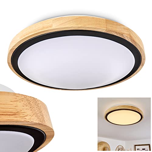 HOFSTEIN LED Deckenleuchte Corinto, moderne Deckenlampe aus Metall/Holz/Kunststoff in Natur/Schwarz/Weiß, (Ø 36,5 cm), 1820 Lumen, 3000 Kelvin, 1 x LED 18 Watt (inkl.)… von HOFSTEIN