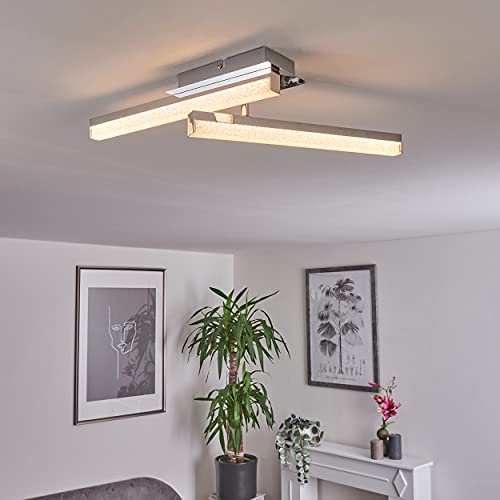 LED Deckenleuchte Dawson, moderne Deckenlampe aus Metall/Kunststoff in Weiß/Chrom mit Glitzereffekt, 2-flammig, 18 Watt, max. 1800 Lumen, Lichtfarbe 3000 Kelvin (warmweiß), Schirme sind drehbar von HOFSTEIN