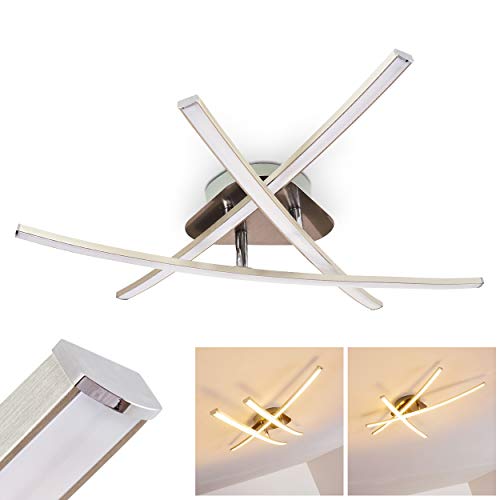 LED Deckenleuchte Deneb, eckige Deckenlampe in Nickel-matt mit 3 verstellbaren Lichtleisten, 15,5 Watt, 1000 Lumen, Lichtfarbe 3000 Kelvin (warmweiß) von HOFSTEIN