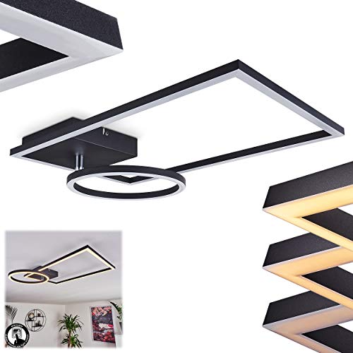 LED Deckenleuchte Moya, Zimmerlampe aus Metall schwarz u. weißen Kunststoff, über Lichtschalter in 3 Stufen dimmbar, Leuchtelemente sind verstellbar, 1 x LED 24,5 Watt, max. 3000 Lumen, 3000 Kelvin von HOFSTEIN