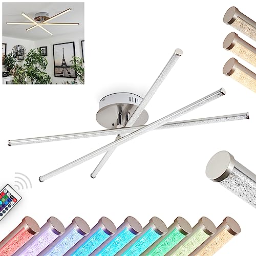 LED Deckenleuchte Noppa, dimmbare Deckenlampe aus Metall/Kunststoff in Chromfarben/Nickel-matt/Weiß/Glitzer, verstellbar m. RGB Farbwechsler & Fernbedienung, 3000 Lumen, 3000 Kelvin, 3 x LED 9 Watt von HOFSTEIN