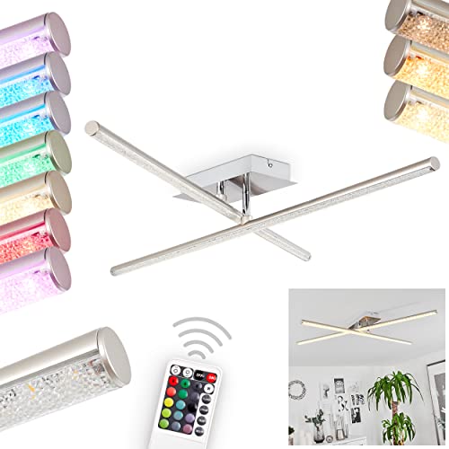 LED Deckenleuchte Noppa, dimmbare Deckenlampe aus Metall/Kunststoff in Nickel-matt/Klar/Glitzereffekt, verstellbare Leuchte m. Fernbedienung u. RGB Farbwechsler, 2x LED 9 Watt, 3000 Kelvin, 1500 Lumen von HOFSTEIN