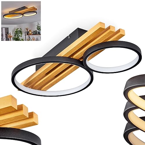 LED Deckenleuchte Rodekro, dimmbare Deckenlampe aus Metall/Holz/Kunststoff in Schwarz/Natur/Weiß, über herkömmlichen Lichtschalter dimmbar, Leuchte m. Holzbalken, LED 26 Watt, 3000 Lumen, 3000 Kelvin LED Deckenleuchte Rodekro, dimmbare Deckenlampe aus Metall/Holz/Kunststoff in Schwarz/Natur/Weiß, über herkömmlichen Lichtschalter dimmbar, Leuchte m. Holzbalken, LED 26 Watt, 3000 Lumen, 3000 Kelvin von HOFSTEIN