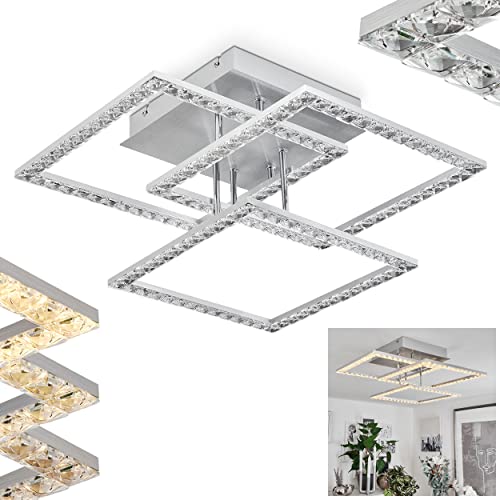 LED Deckenleuchte Serranos, Deckenlampe aus Metall/Kunststoff in Aluminium gebürstet/Klar, moderne Leuchte mit Glitzer-Effekt, dimmbar über Lichtschalter, LED 33 Watt, 3000 Lumen, 3000 Kelvin von HOFSTEIN