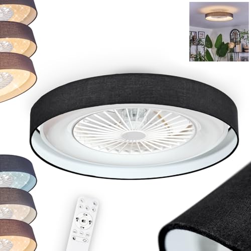 LED Deckenventilator Benasal, Ventilator aus Kunststoff/Stoff in Weiß/Glitzereffekt/Schwarz, moderne Deckenleuchte, Ø 55cm, Fernbedienung, Kelvin einstellbar CCT, Wohnzimmer, Schlafzimmer, Esszimmer LED Deckenventilator Benasal, Ventilator aus Kunststoff/Stoff in Weiß/Glitzereffekt/Schwarz, moderne Deckenleuchte, Ø 55cm, Fernbedienung, Kelvin einstellbar CCT, Wohnzimmer, Schlafzimmer, Esszimmer von HOFSTEIN