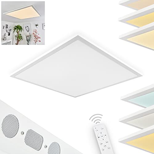 LED Panel Barasat, dimmbares Deckenpanel aus Metall/Kunststoff in Weiß, 36 Watt, 200-2250 Lumen, 3000-4000-6000 Kelvin, Farbwechsler, Fernbedienung, Bluetooth, Lautsprecher,Timer, Nachtlicht von HOFSTEIN