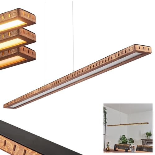 LED Pendelleuchte Guacacallo, Hängelampe aus Metall/Holz/Kunststoff in Schwarz/Natur/Weiß, verstellbare Höhe max 120 cm, dimmbar m. Lichtschalter, 5690 Lumen, 3000 Kelvin, 1 x LED 36 Watt (inkl.) IP20 von HOFSTEIN