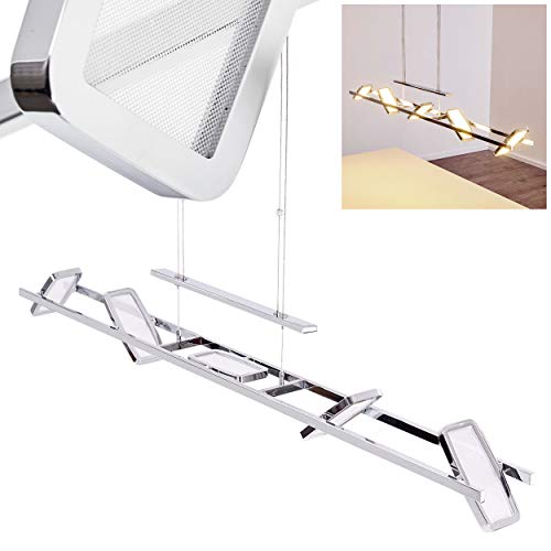 LED Pendelleuchte Neebing, Hängelampe aus Metall in Chrom mit verstellbaren Leuchtenköpfen, Höhe max. 184 cm (verstellbar), 5 x 5 Watt, 1250 Lumen (insgesamt), Lichtfarbe 3000 Kelvin (warmweiß) von HOFSTEIN