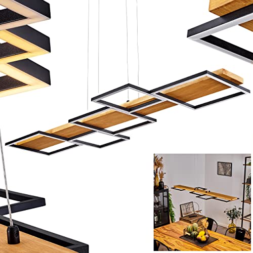 LED Pendelleuchte Pompu, dimmbare Hängelampe aus Metall/Holz in Schwarz/Natur, über Lichtschalter dimmbar, moderne Leuchte mit Holzbalken, Höhe max. 150 cm, LED 30 Watt, 3000 Kelvin, 2800 Lumen von HOFSTEIN