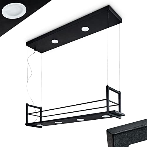 LED Pendelleuchte Quirihue, moderne Hängelampe aus Metall/Kunststoff in Schwarz/Weiß, Leuchte mit Ablagefläche, verstellbare Höhe max- 148 cm, 3000 Lumen, 2700 Kelvin, 6 x LED 4,5 Watt (inkl.) IP20 von HOFSTEIN