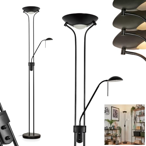 HOFSTEIN LED Stehleuchte Rom, moderne Bodenlampe aus Metall/Glas in Schwarz/Weiß, verstellbare Stehlampe, 1 x LED 5 Watt + 1 x LED 18 Watt, 2070 Lumen, 3000 Kelvin, dimmbar über An-/Ausschalter von HOFSTEIN