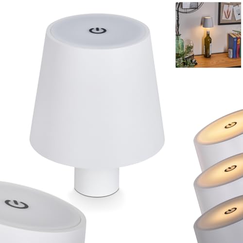LED Tischleuchte Salgadinho, dimmbare Tischlampe aus Kunststoff in Weiß, Tischleuchte m. Touchdimmer, USB-C Anschluß, Akku, 3 Watt, 300 Lumen, 3000 Kelvin, für Innen und Außen, IP44 von HOFSTEIN