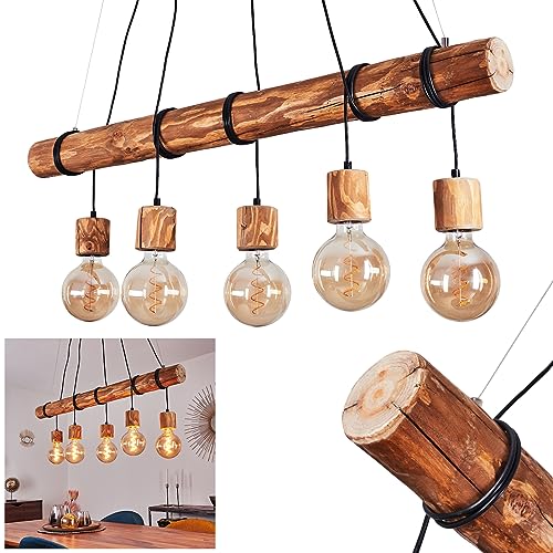 HOFSTEIN Pendelleuchte Canedo, 5-flammige Hängelampe aus Metall/Holz in Schwarz/Grau im skandinavischen Design, Hängeleuchte m. Holzstab u. Fassungen aus Holz, 5 x E27, Esszimmer, Wohnzimmer, Küche HOFSTEIN Pendelleuchte Canedo, 5-flammige Hängelampe aus Metall/Holz in Schwarz/Grau im skandinavischen Design, Hängeleuchte m. Holzstab u. Fassungen aus Holz, 5 x E27, Esszimmer, Wohnzimmer, Küche von HOFSTEIN